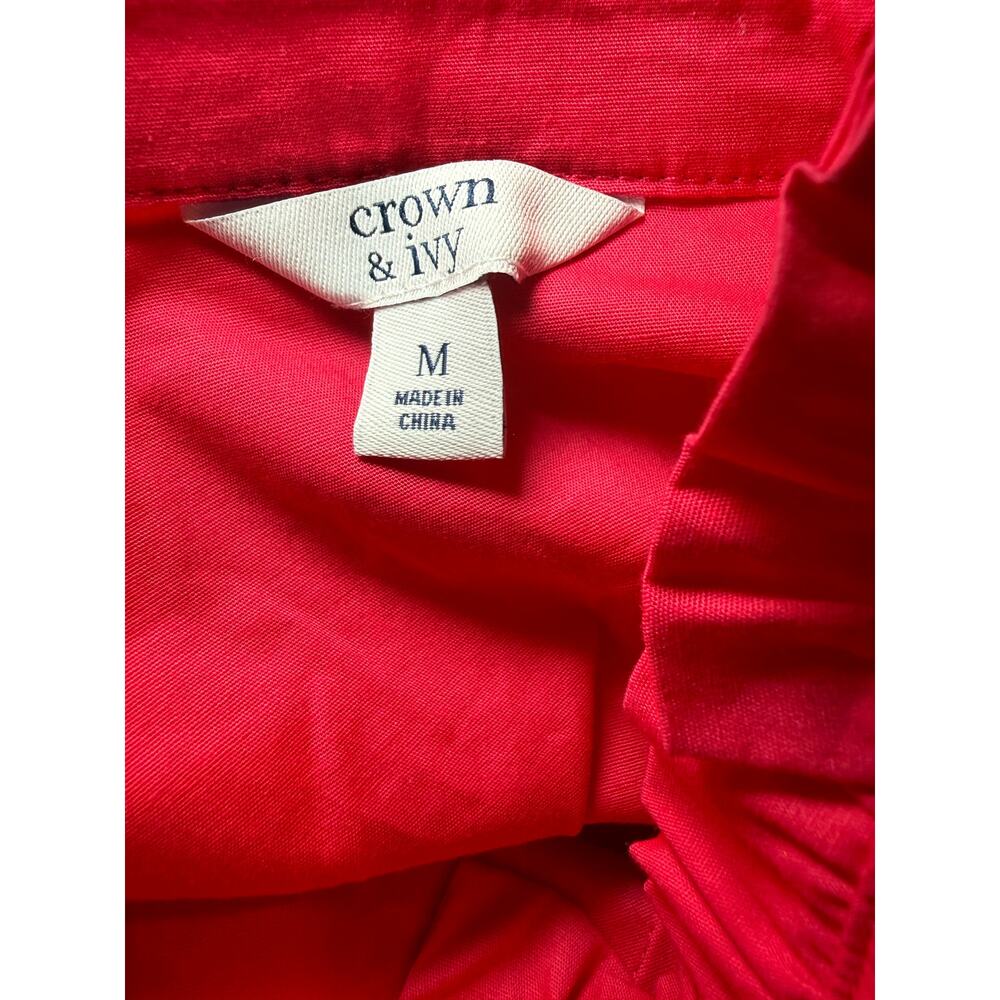 Crown & Ivy Pink Ric Rac Tiered Cotton Midi Dress, Coastal Summer, Size Medium - Picture 7 of 11
